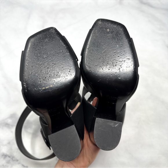 Saint Laurent Oak 100 Buckle Strappy Square Toe Sandal Block Heels Glam Black 36 - Picture 11 of 15